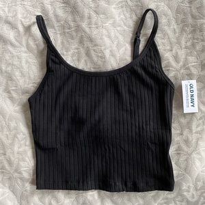 Strappy Rib-Knit Cropped Tank Top